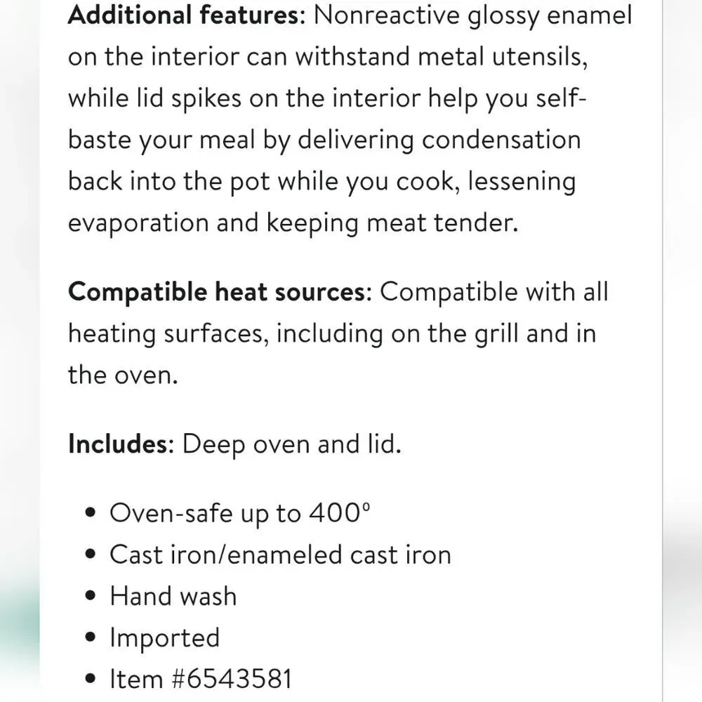 Viking 5QT Cast Iron Dutch‎ Oven/Roaster- Nantucket